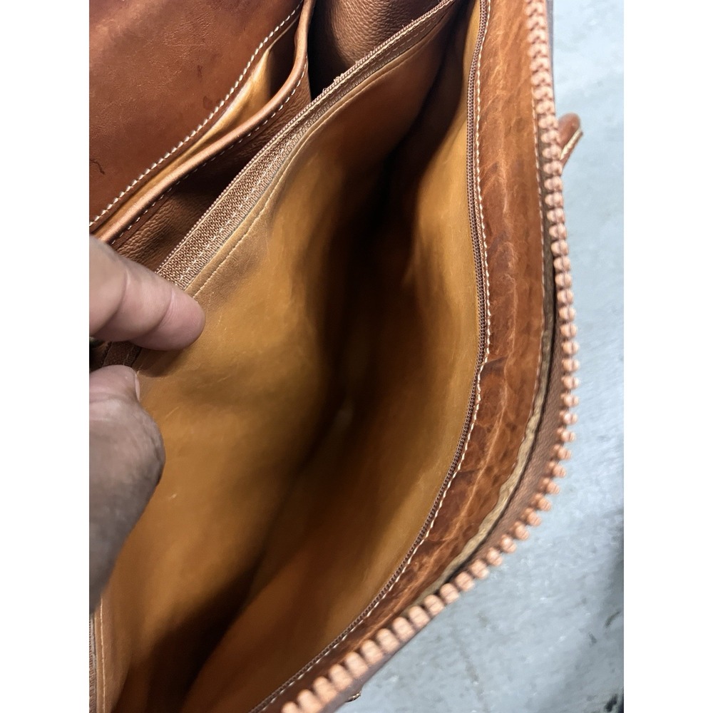 Vintage Dooney & Bourke All Weather Leather Purse Saddle Brown Pebbled‎ Beige - Picture 11 of 12